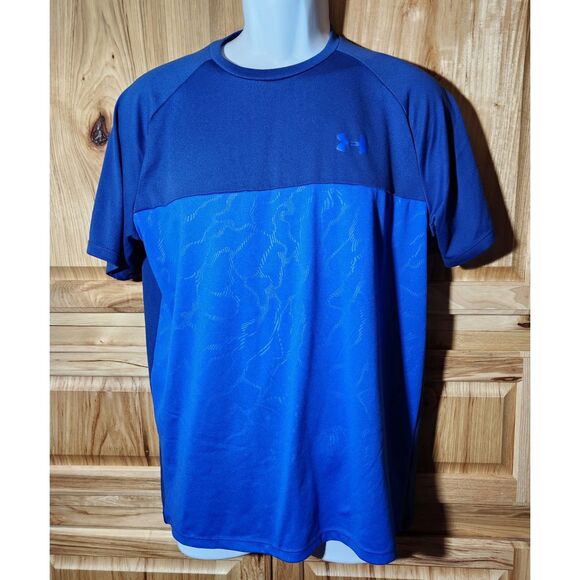 2 Under Armour HeatGear Shirts – Men’s Medium, Blue & Coral, Style 135156 - Picture 4 of 10